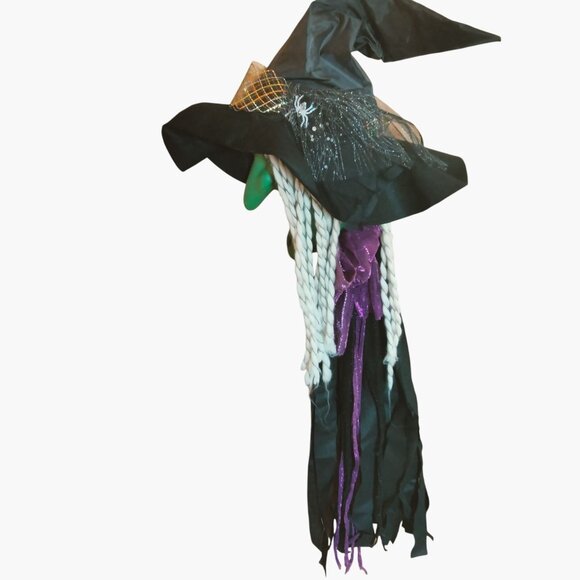 Witch Halloween Decor Wall Hanging Sound Light Red Eyes Touch Activated Hackles - Picture 2 of 11